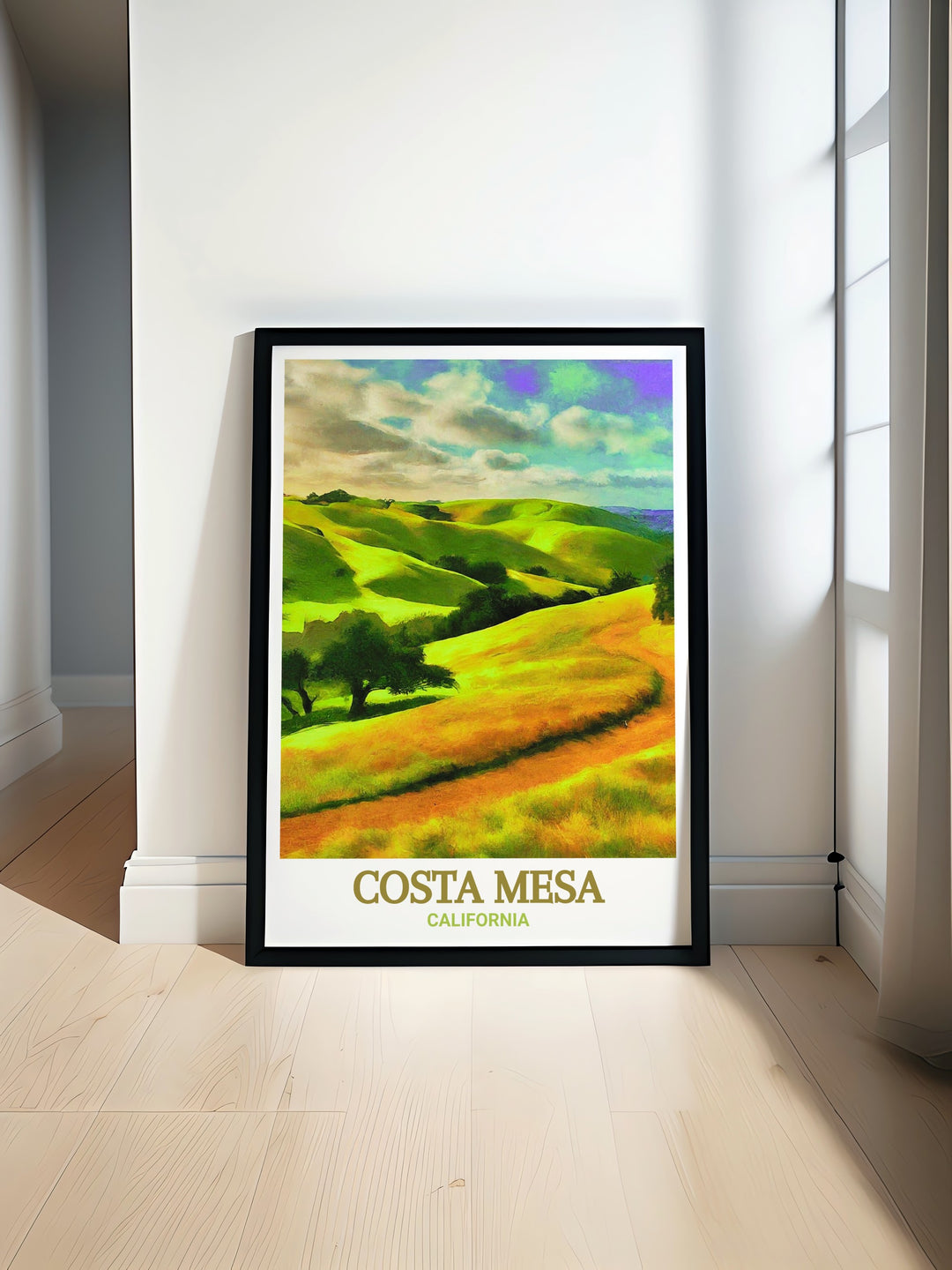 Featuring Fairview Parks expansive beauty, this framed art captures the essence of Costa Mesas natural spaces. Its an ideal gift for those who cherish the outdoors, offering a touch of Californias greenery to any room.