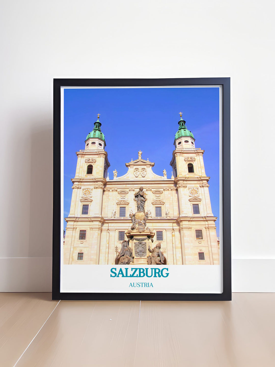 Austrian Ski Print and Zauchensee Poster featuring the iconic Salzburg Cathedral perfect for adding elegance and adventure to your home decor with modern prints that celebrate Austrias winter sports and historical landmarks