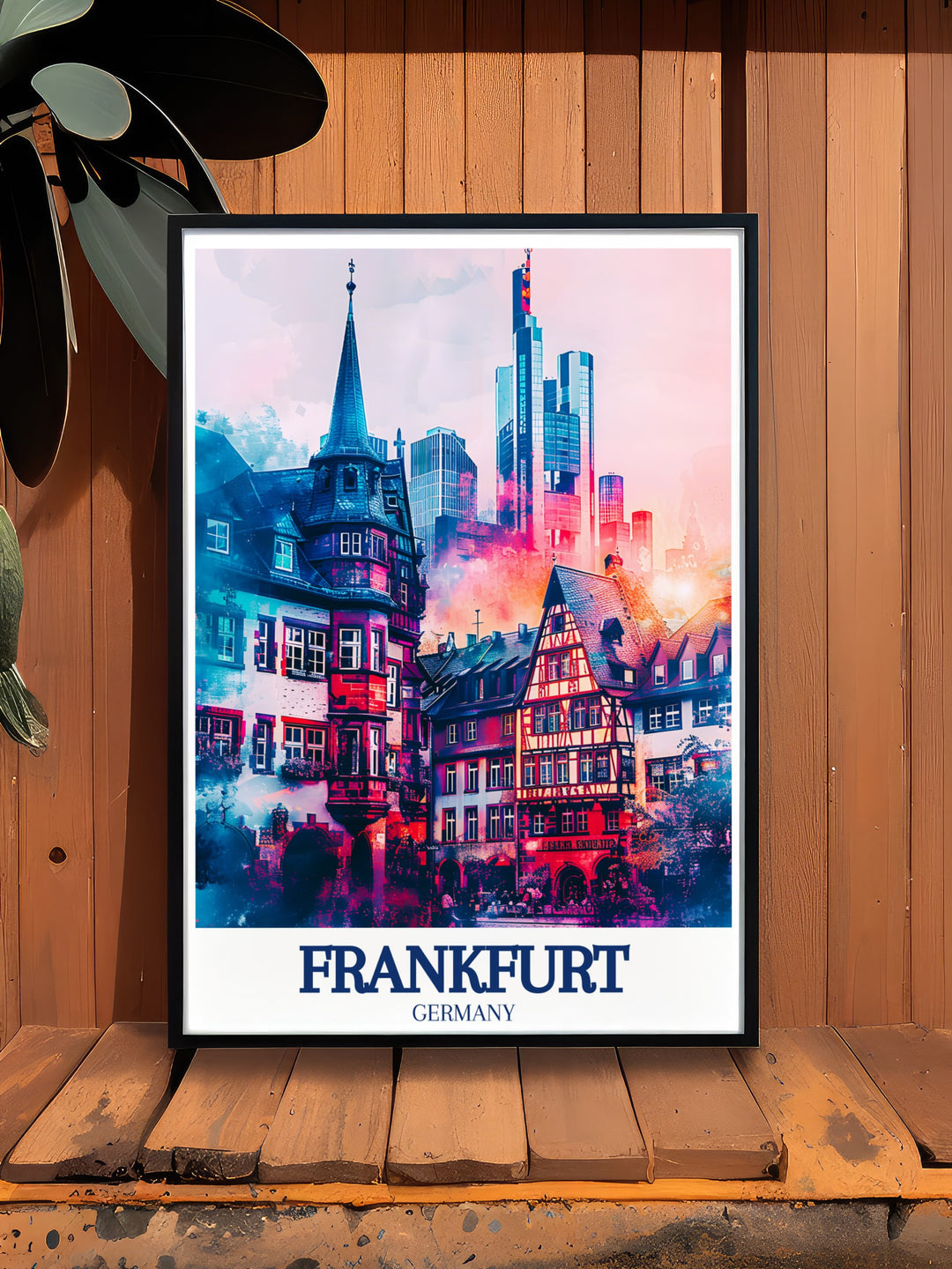 This canvas art print features the iconic Römerberg square in Frankfurt, with its beautifully preserved medieval buildings. The artwork captures the essence of Frankfurts historic heart, making it an elegant piece for any room. The detailed depiction of the squares architecture and atmosphere offers a visual journey through one of Germanys most beloved landmarks.