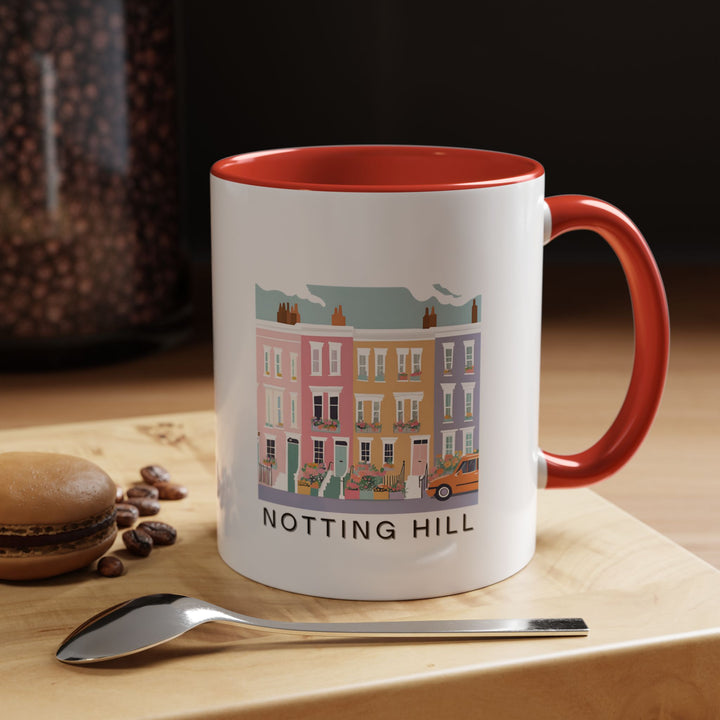 Enjoy your morning coffee in this stunning Notting Hill London mug. The mug displays artwork inspired by the beauty and character of Notting Hill. A perfect gift for anyone who loves London and its charming atmosphere.