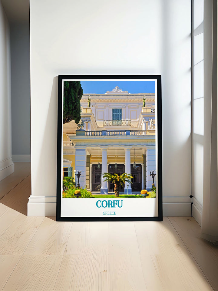 Corfu Island art featuring Achilleion Palace perfect for home decor or as a travel gift