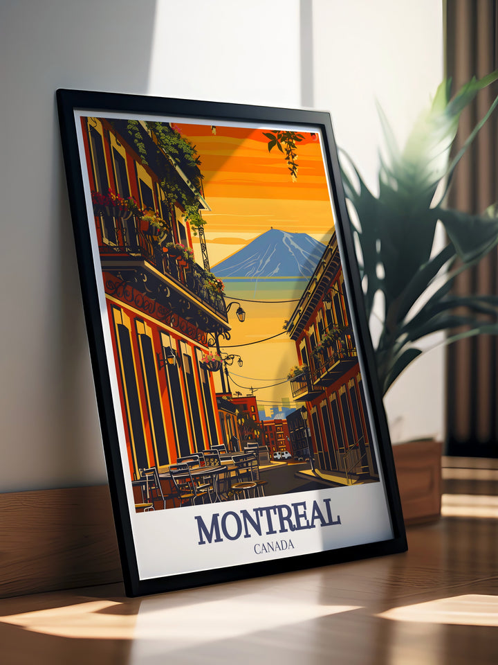 Rue Crescent Mount Royal poster perfect for home or office decor vibrant and detailed artwork highlighting the unique character of Montreals iconic locations an ideal Canada travel gift for city lovers.