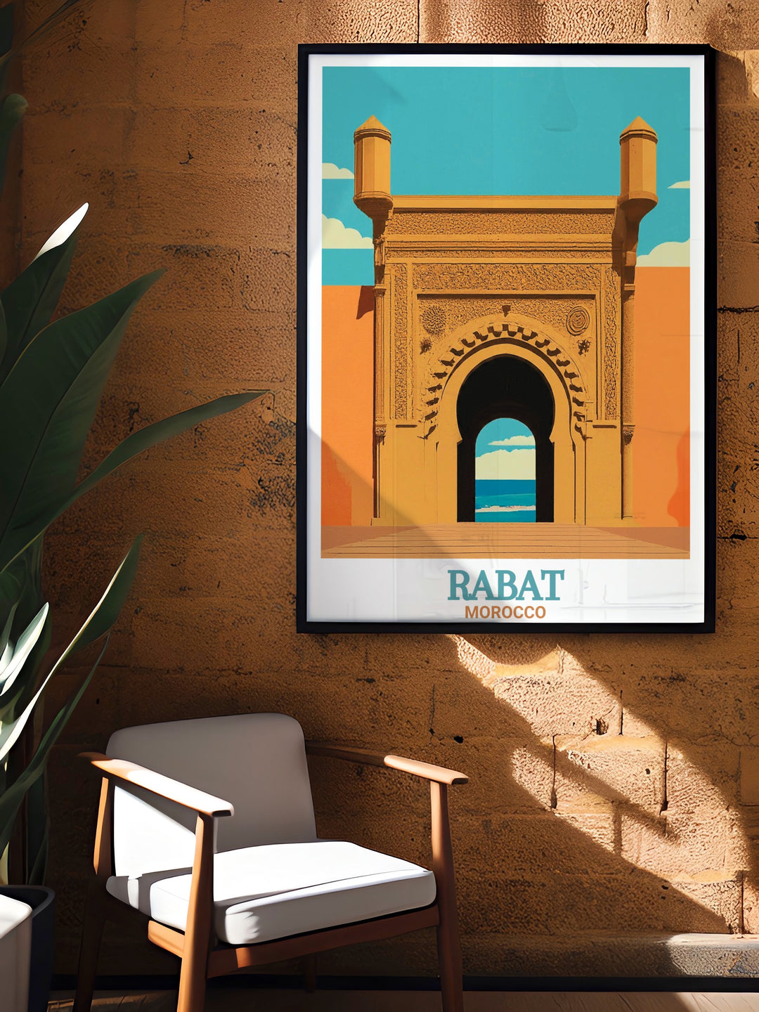 Rabat Travel Poster Print featuring Kasbah of the Udayas a beautiful and vibrant art piece perfect for those who love to travel and explore new cultures an excellent choice for home decor and personalized gifts capturing the essence of Moroccos capital