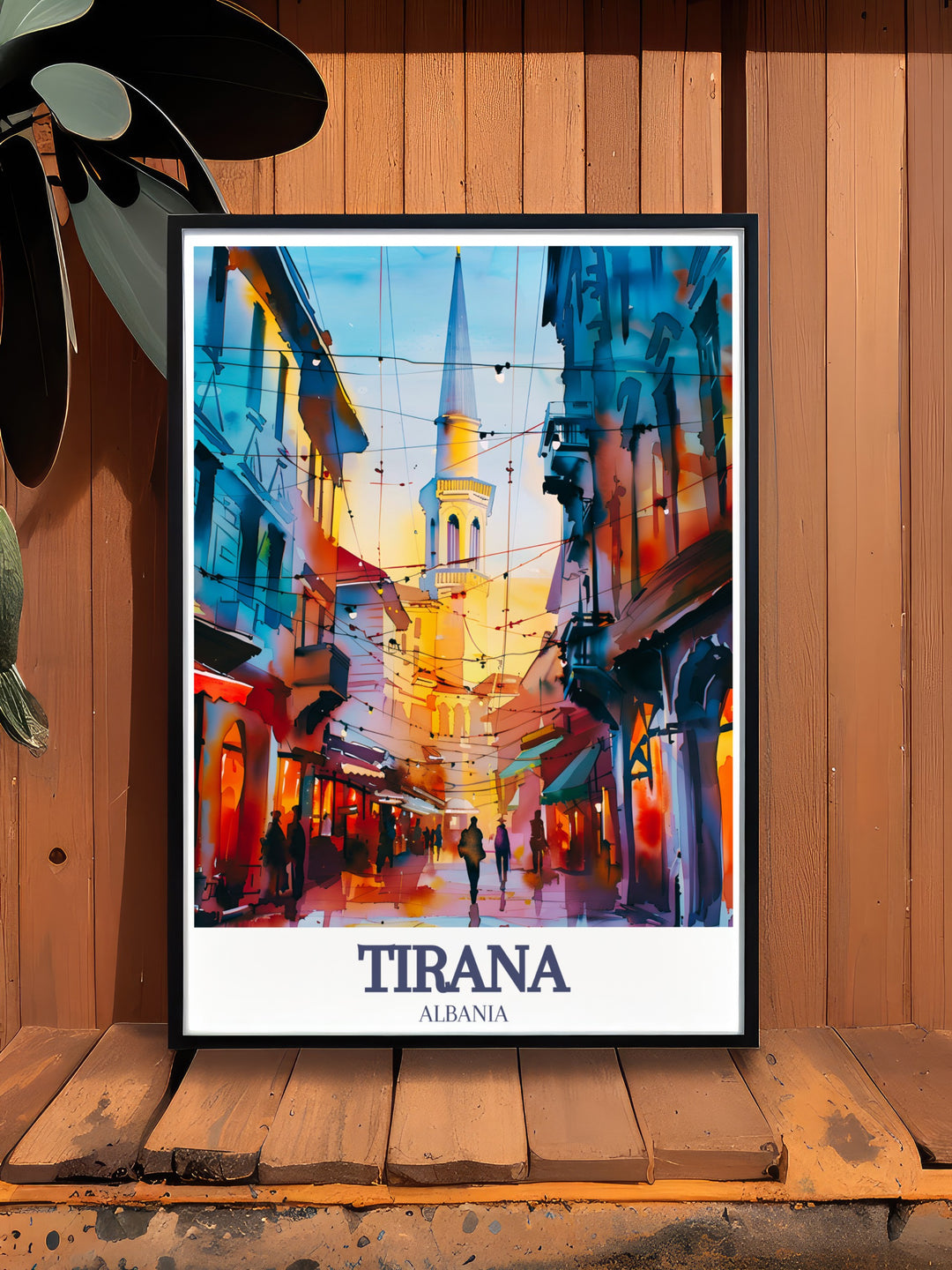 Tirana Poster showcasing Tirana Castle district a captivating piece of Albania Artwork that combines vintage charm with a contemporary aesthetic perfect for enhancing any room with its vibrant colors and intricate details a must have for art enthusiasts