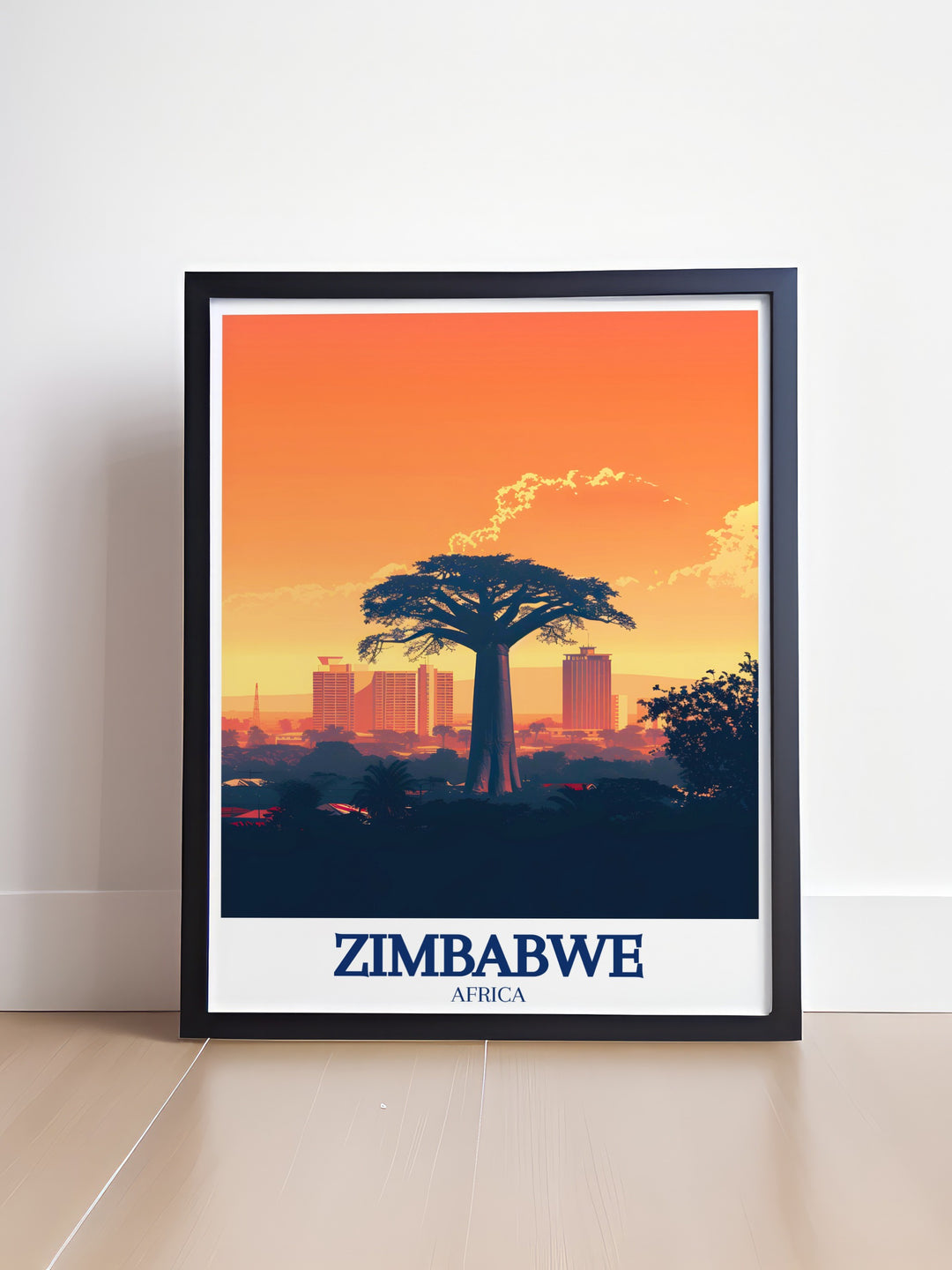 Gorgeous Zimbabwe artwork featuring a panoramic view of Harare and the lively Mbare Musika market. This art print brings the vibrancy of Zimbabwes capital into your home, perfect for adding a cultural touch to your decor.