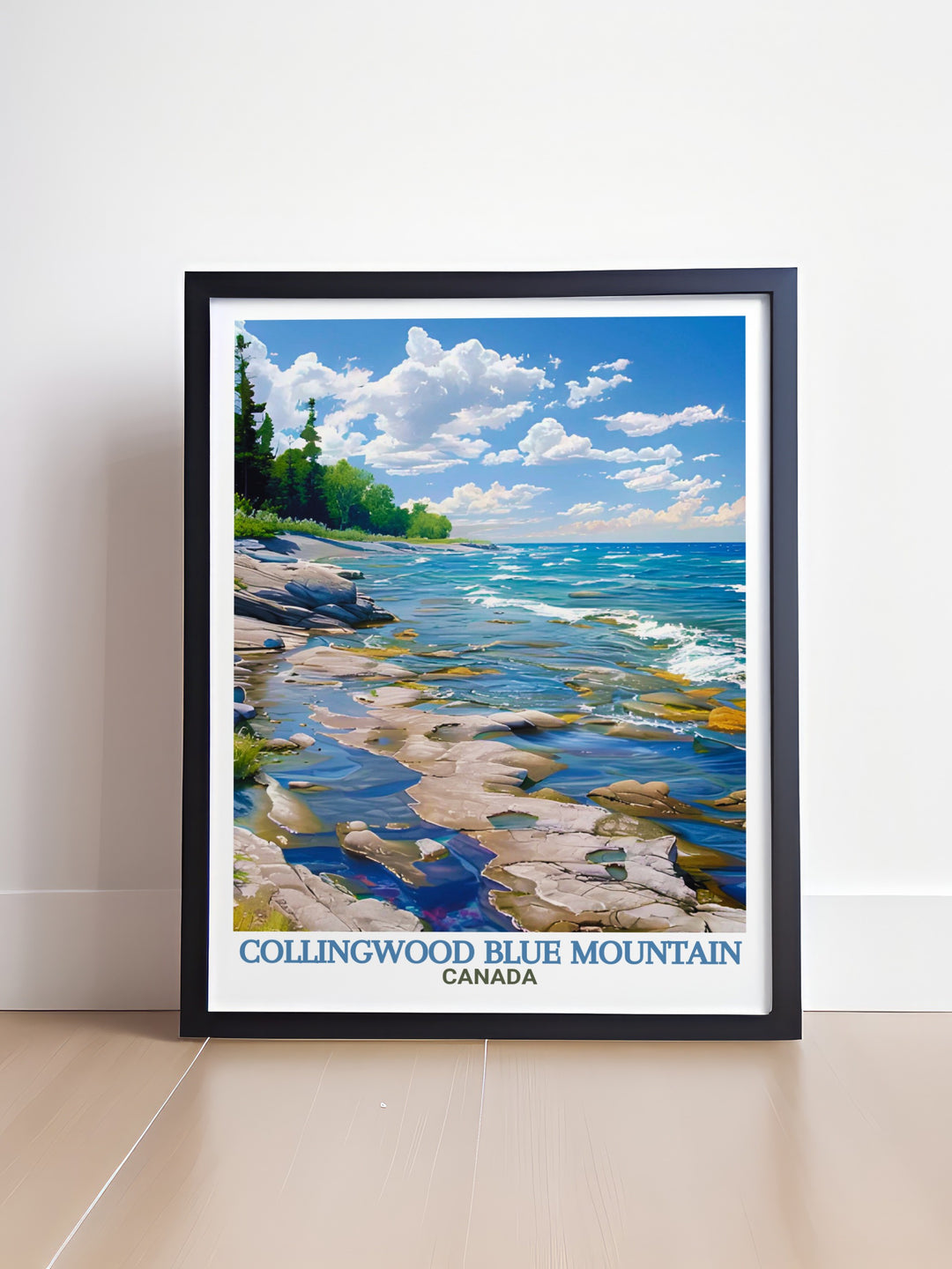 Collingwood Poster Print presents a captivating view of Blue Mountain and Craigleith Provincial Park, offering a glimpse of Ontarios stunning landscapes. This travel print is ideal for those who want to celebrate Canadas great outdoors in their home decor.