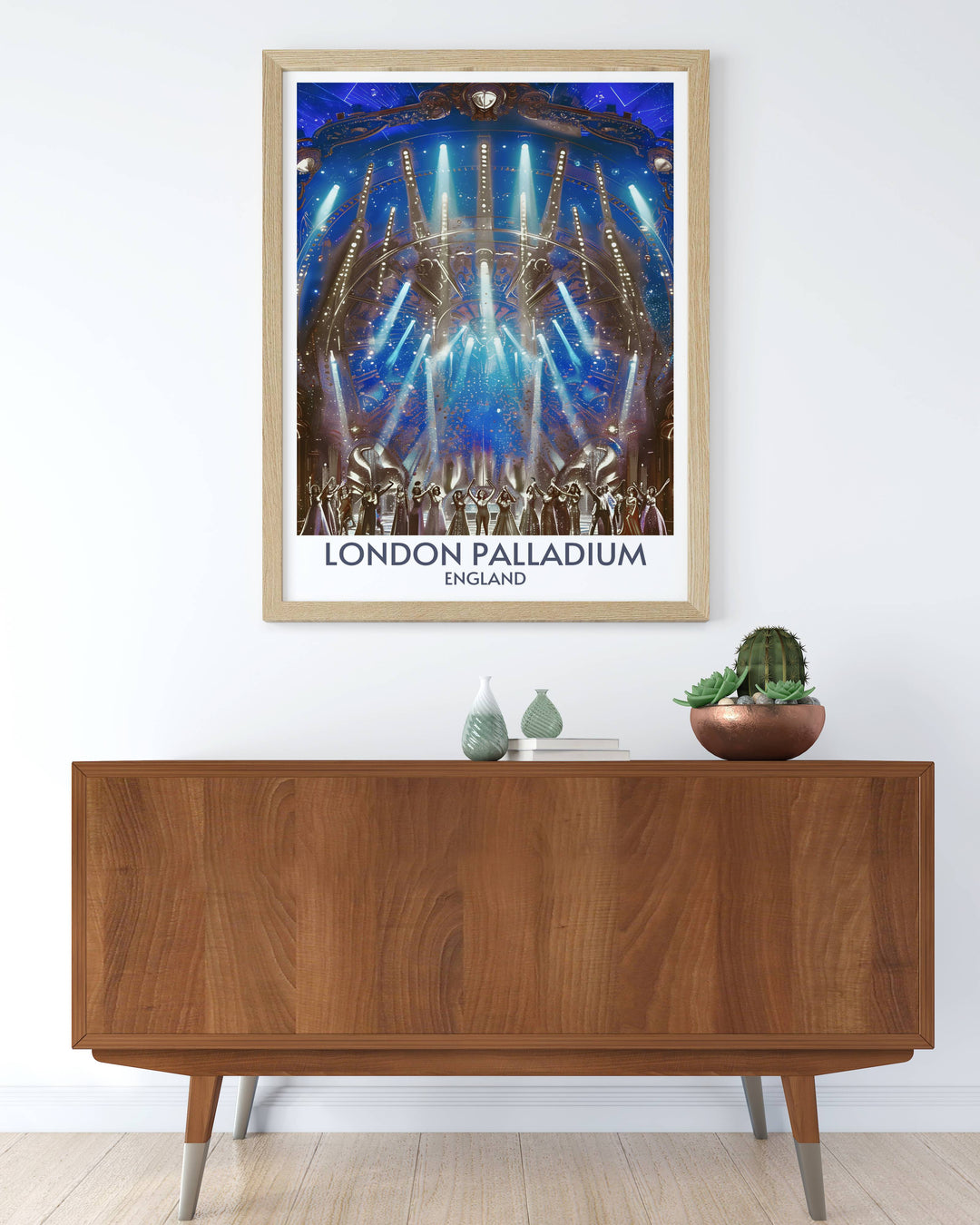 Stage Performances Modern Decor featuring the iconic London Palladium. This retro travel poster offers a glimpse into the grandeur of the theatre and its role in Londons vibrant theatre scene. A perfect gift for theatre lovers and art enthusiasts.