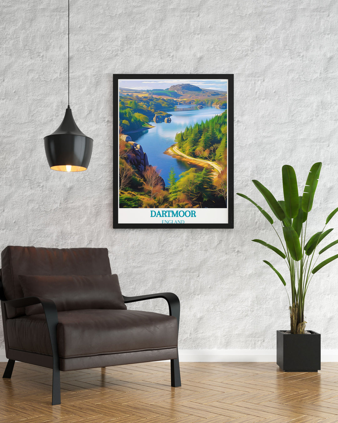 A detailed print of Dartmoor National Park capturing the expansive moorland and scenic beauty of Englands countryside, perfect for nature enthusiasts.