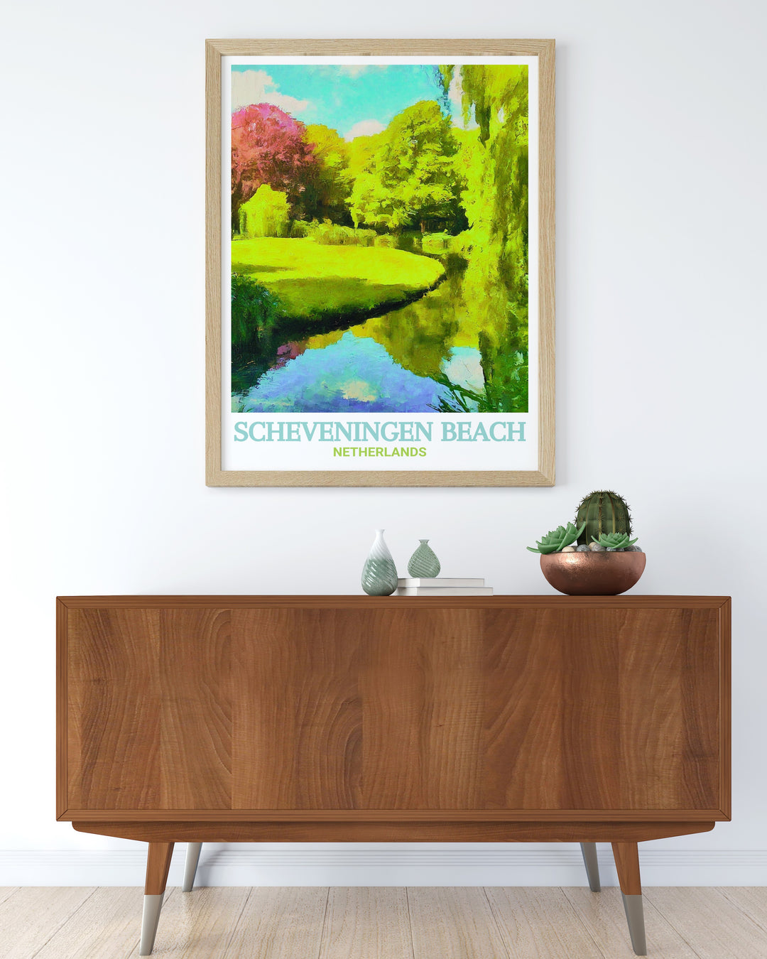 This detailed art print of Scheveningen Beach in the Netherlands captures the expansive sandy shores and the lively atmosphere, offering a serene coastal escape that perfectly complements your home decor.