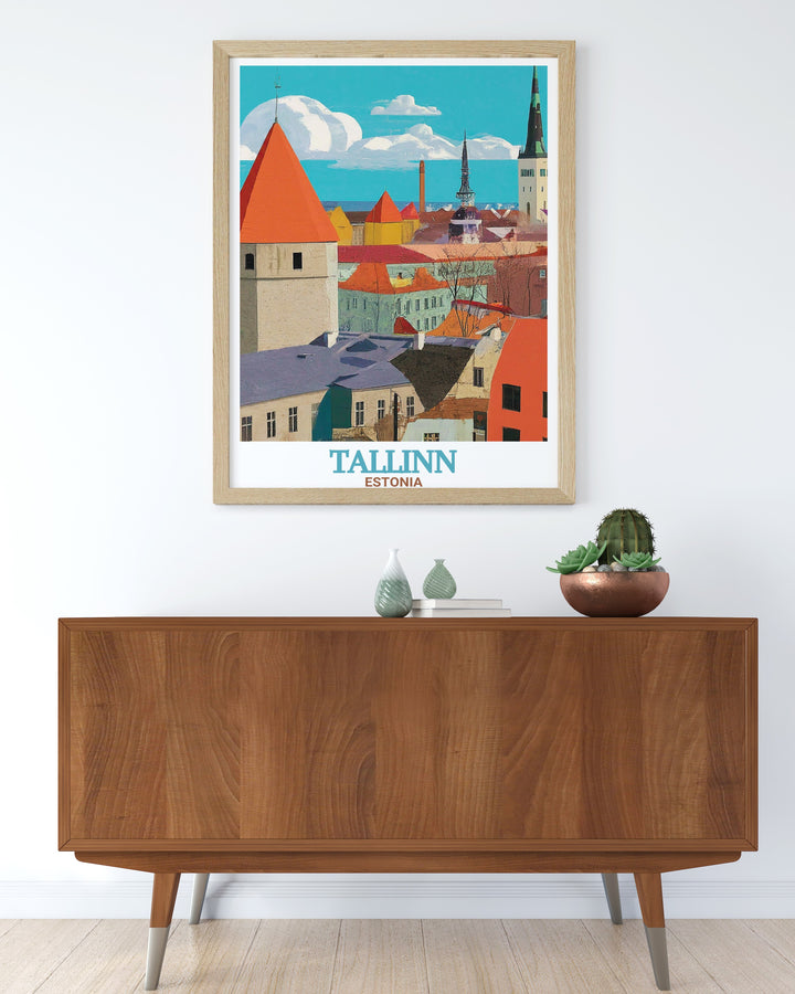 A vibrant Estonia canvas art print featuring Tallinn Old Town. This artwork showcases the stunning architectural details of Tallinns historical buildings, making it an ideal choice for home decor or a perfect travel gift for lovers of European history.