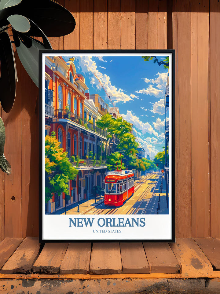 Beautiful prints of Jackson Square and Bourbon Street adding a touch of New Orleans dynamic culture and heritage to your home decor