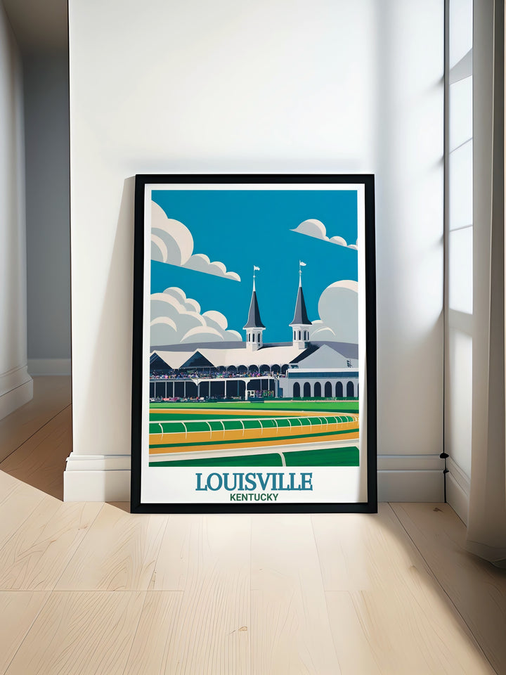 A canvas print of Louisville featuring the historic Churchill Downs, celebrating Kentuckys iconic horse racing culture. The artwork brings the vibrant city of Louisville to life, making it a perfect gift for those who love Kentuckys unique charm.