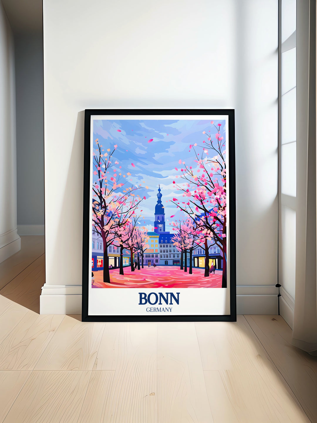 Experience the historic charm of Bonns Old Town with this detailed art print, showcasing the cobblestone streets and well preserved architecture. This artwork brings the essence of Germanys rich history into your home decor, perfect for history enthusiasts and art lovers alike