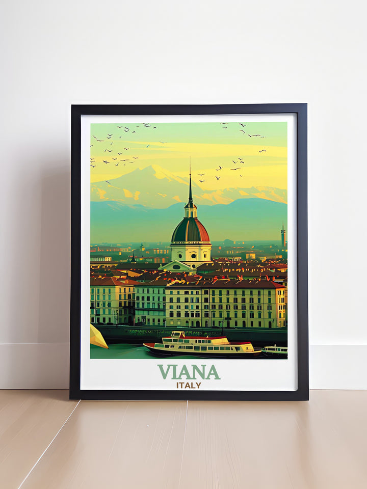 Viana Do Castelo and Mole Antonelliana prints offer unique wall art with European heritage showcasing historic landmarks that create a striking visual for Portugal and Italy lovers enhancing the decor of any home or travel themed space.