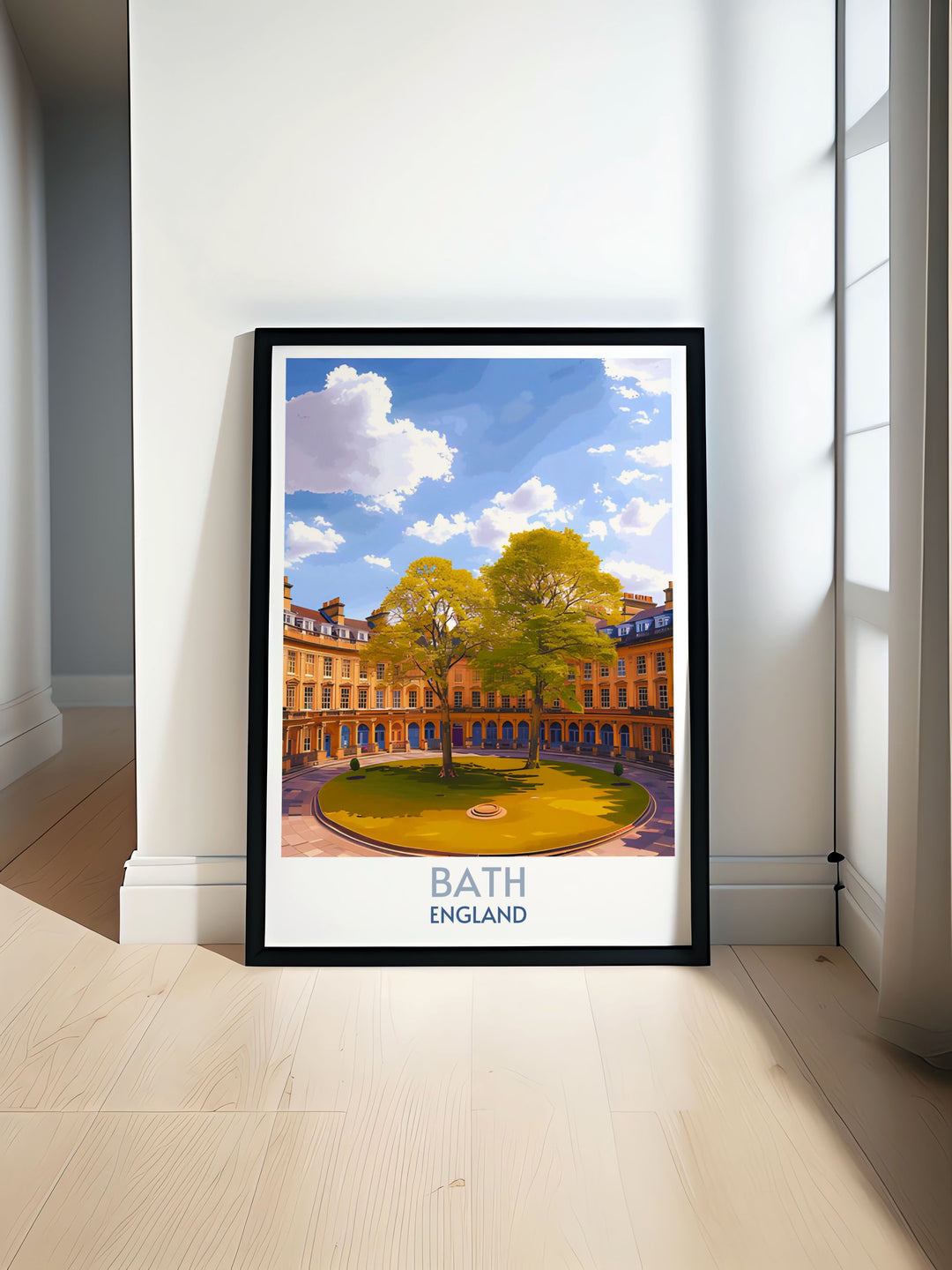 Vibrant art print of The Circus in Bath capturing the Georgian architecture perfect for enhancing any living space or office.