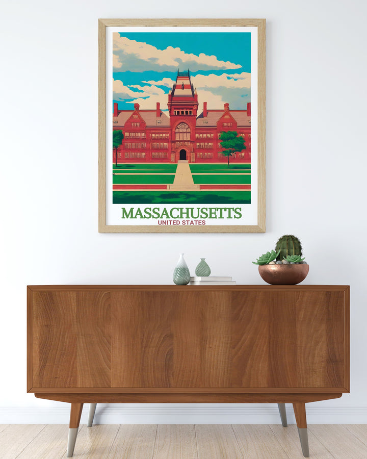 Harvard University Canvas Art brings together the academic beauty of Harvard and the modern skyline of Springfield. This travel poster is perfect for anyone who appreciates Massachusetts mix of tradition and modernity, adding elegance to any room.