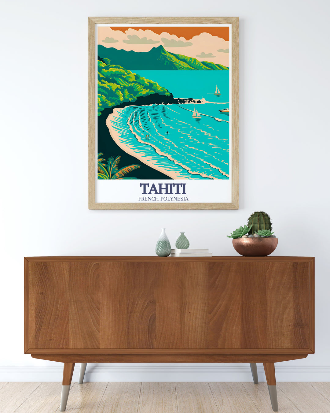 Elevate your home decor with this beautiful Tahiti travel poster showcasing Mahina Tahiti North coast Its intricate design and vibrant colors make it perfect for gifting on special occasions or as a personalized piece for your own living space