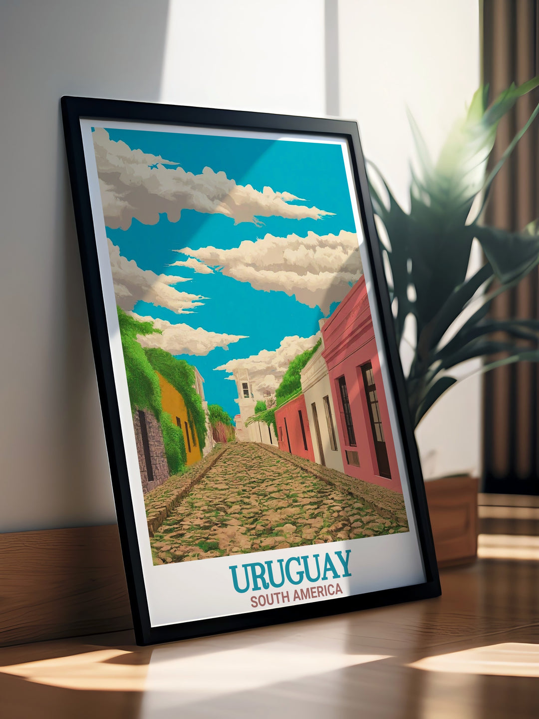 Uruguay poster capturing the essence of Montevideo and the timeless allure of Colonia del Sacramento Historic Quarter modern art pieces ideal for those who appreciate history beauty and sophisticated decor in their living spaces.