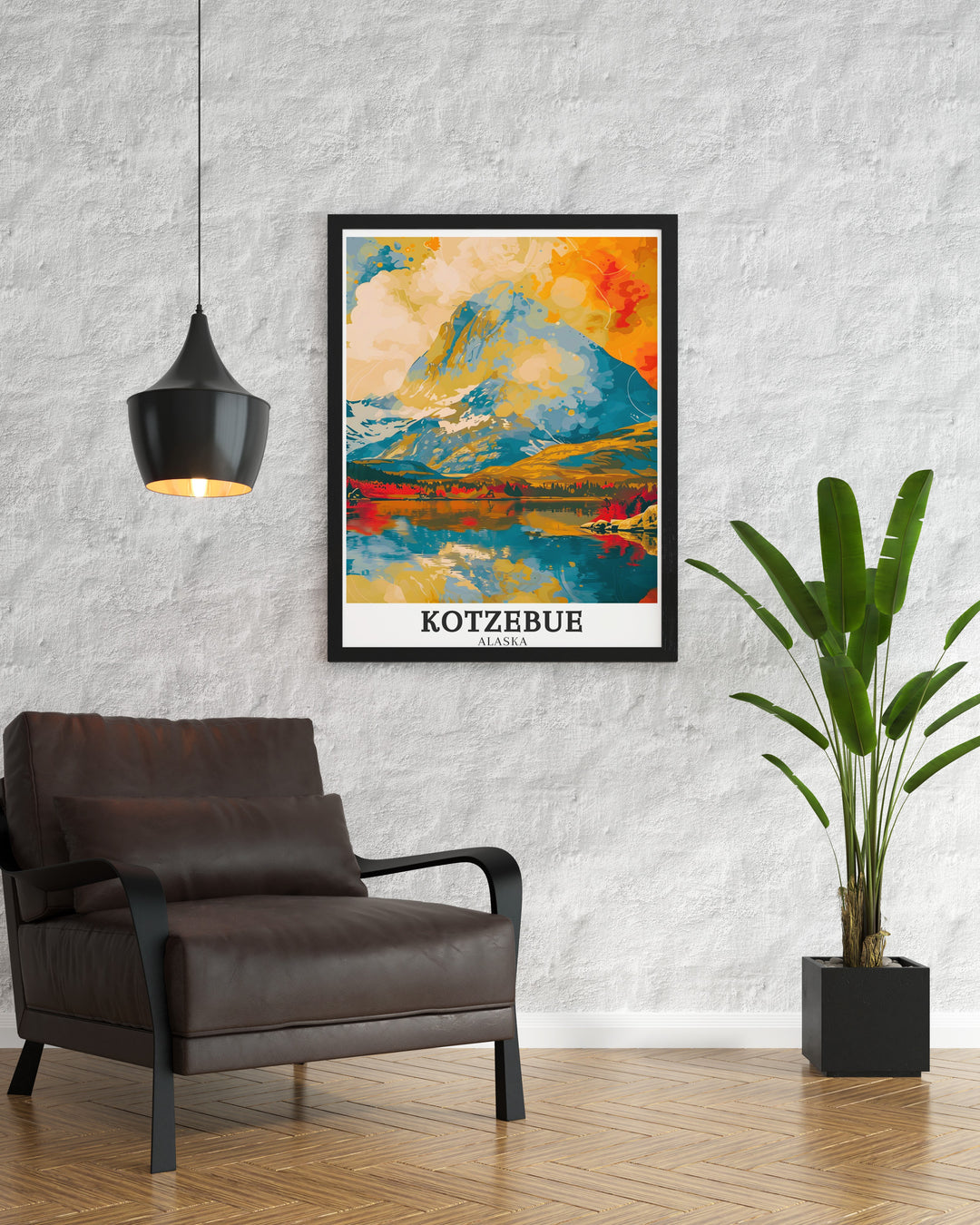 Fine line print of Kotzebue Kobuk Valley National Park and the Arctic tundra offering a minimalist and elegant representation of these iconic Alaskan locations perfect for modern decor that values simplicity and natural beauty