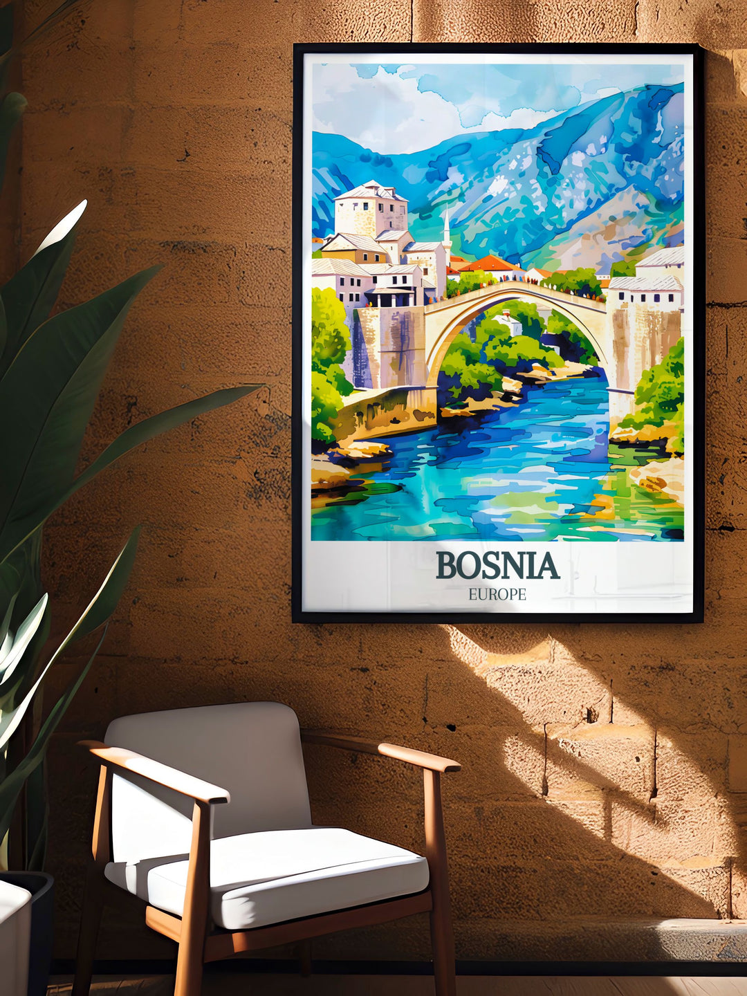 Discover the charm of Mostar with this Bosnia Wall Art featuring Stari Most bridge. This Bosnia Photo print captures the serene waters and historic architecture of Mostar, making it a perfect addition to any art collection or home decor.