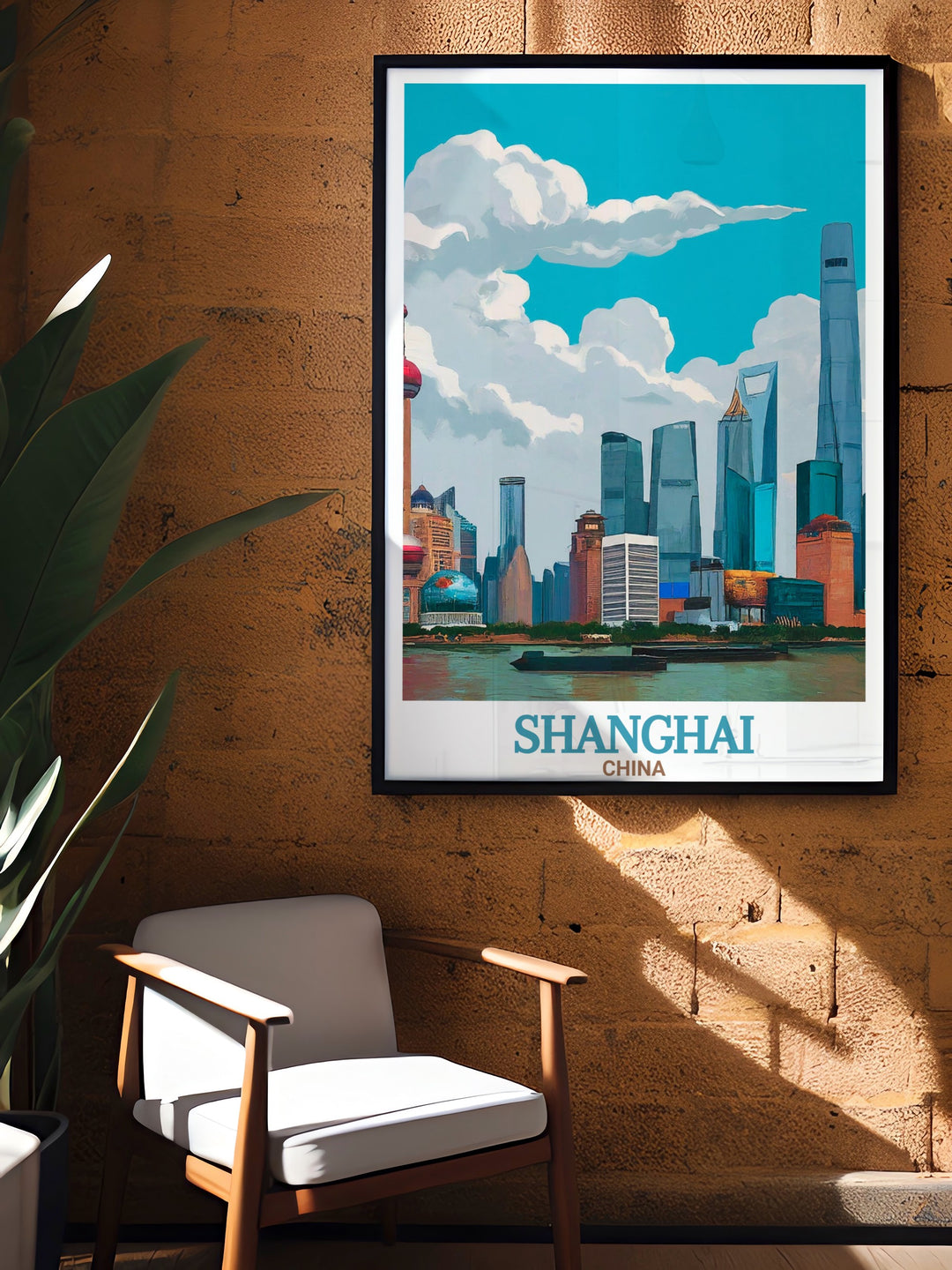 The Bund in Shanghai stands as a symbol of Chinas unique blend of history and innovation, perfectly portrayed in this travel poster. Add a touch of global sophistication to your decor with this stunning representation of Shanghais most famous district.