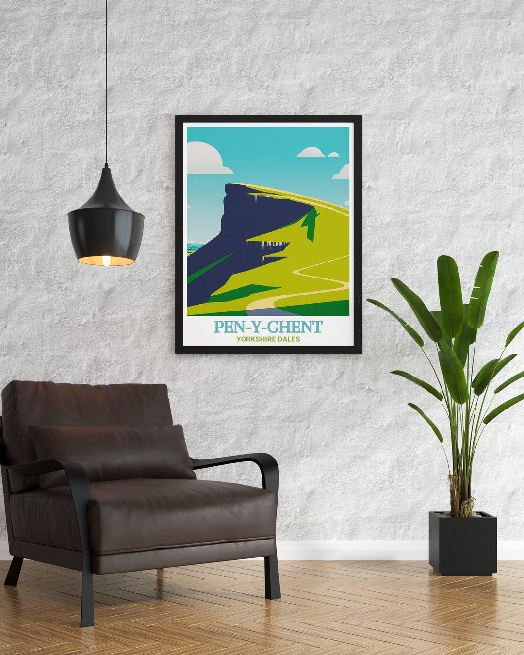 Pen Y Ghent Nose art print featuring the dramatic geological formation of Pen Y Ghent Nose and the majestic Pen Y Ghent. This detailed artwork highlights the unique features and serene landscape, ideal for adding a touch of nature to any room.