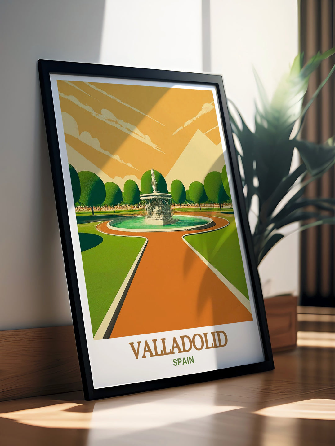 Capture the scenic beauty of Campo Grande Park in Valladolid with this vintage inspired travel poster. Its elegant design highlights the historical and natural splendor of this Spanish landmark, making it a perfect gift for those who treasure both art and travel.