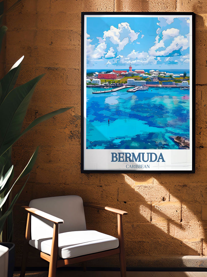 High quality Bermuda painting of St. Georges Town and St. Peters Church, capturing the stunning historic landmarks and vibrant energy of this beautiful island. Ideal for art lovers who appreciate both history and travel.