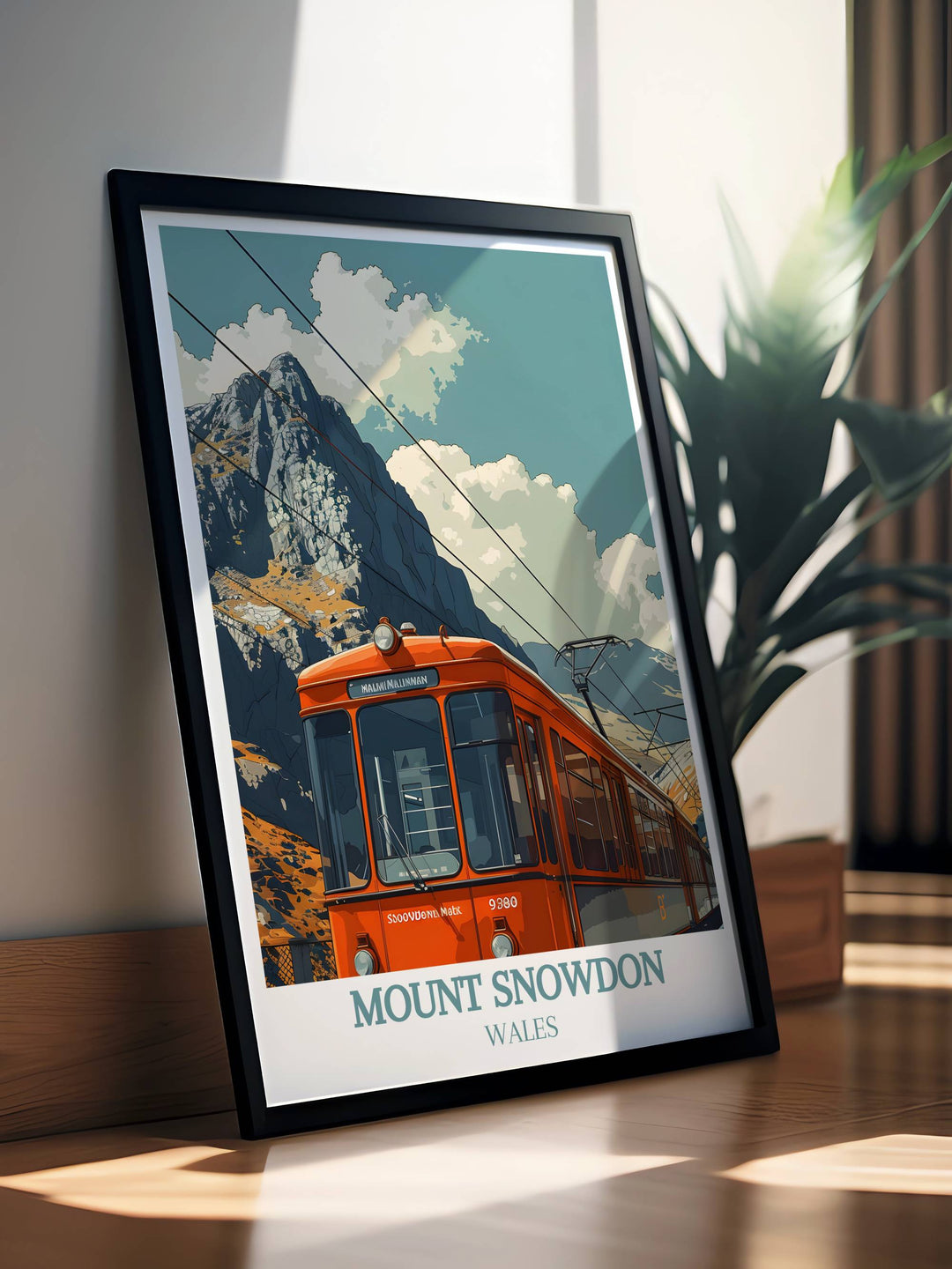 Framed Print of Snowdonia National Park offering a blend of vintage travel aesthetics and modern elegance featuring Snowdon Mountain Railway Station