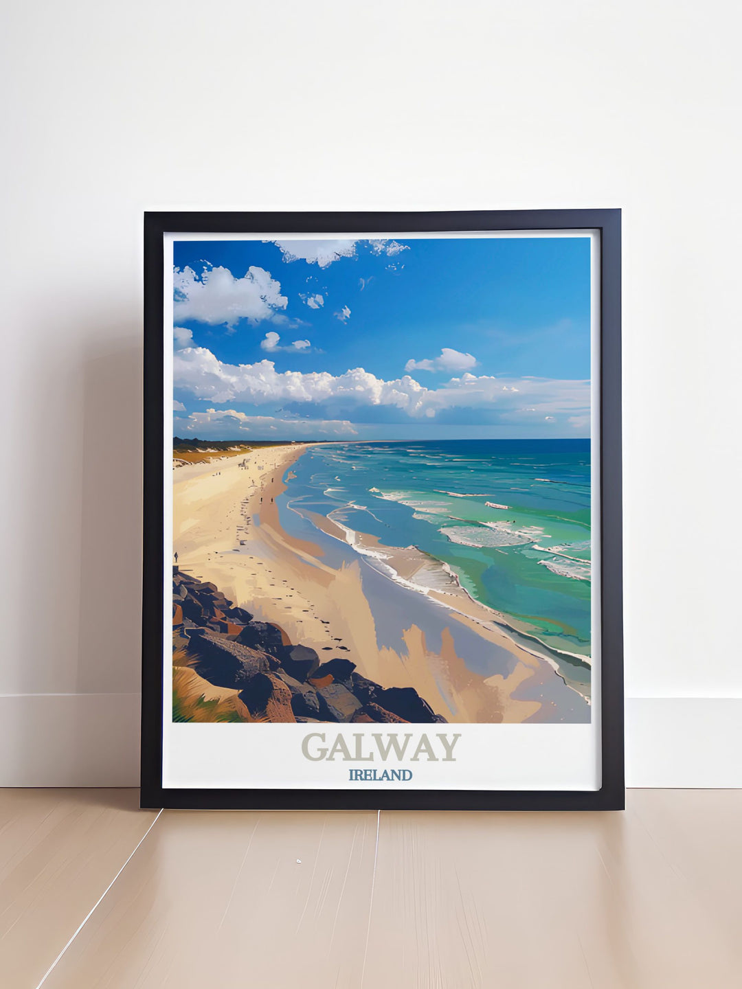 Add a touch of Ireland to your space with this Galway Print. The detailed fine line design features the vibrant city of Galway alongside the serene beauty of Silverstrand Beach, making it a thoughtful gift for any occasion.