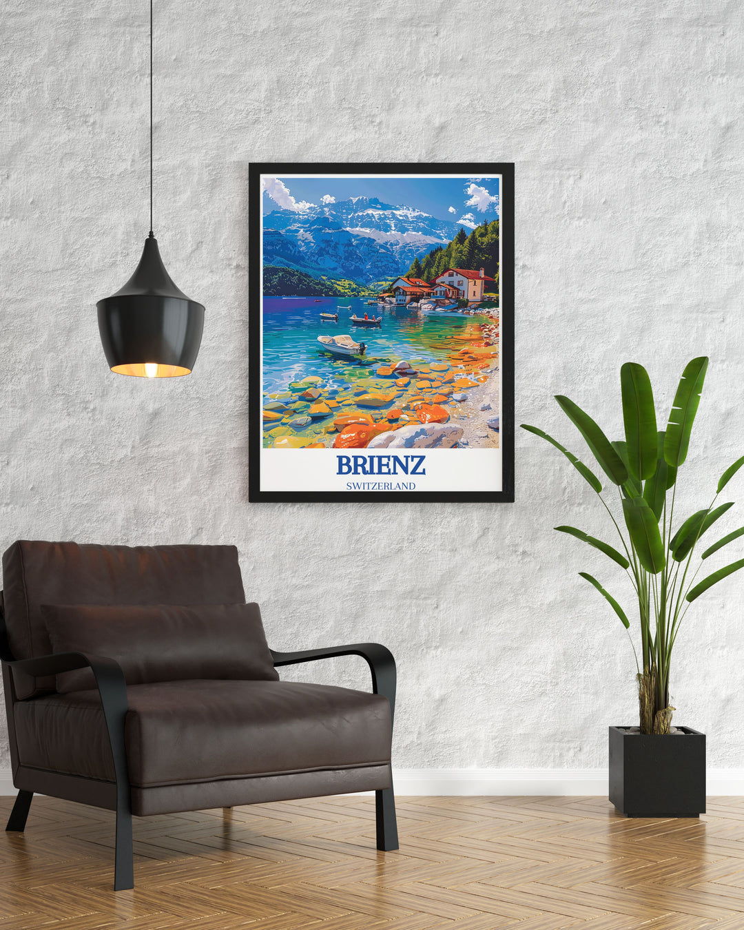 Brienz Switzerland travel poster featuring Lake Brienz and Brienzer Rothorn capturing the timeless charm of the Swiss Alps this beautiful artwork is perfect for adding a sense of adventure and tranquility to your living space