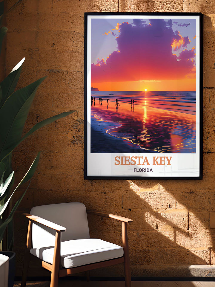 Black and white Siesta Key Map Print adds elegance to Crescent Beach modern art making it a perfect addition to any home decor style