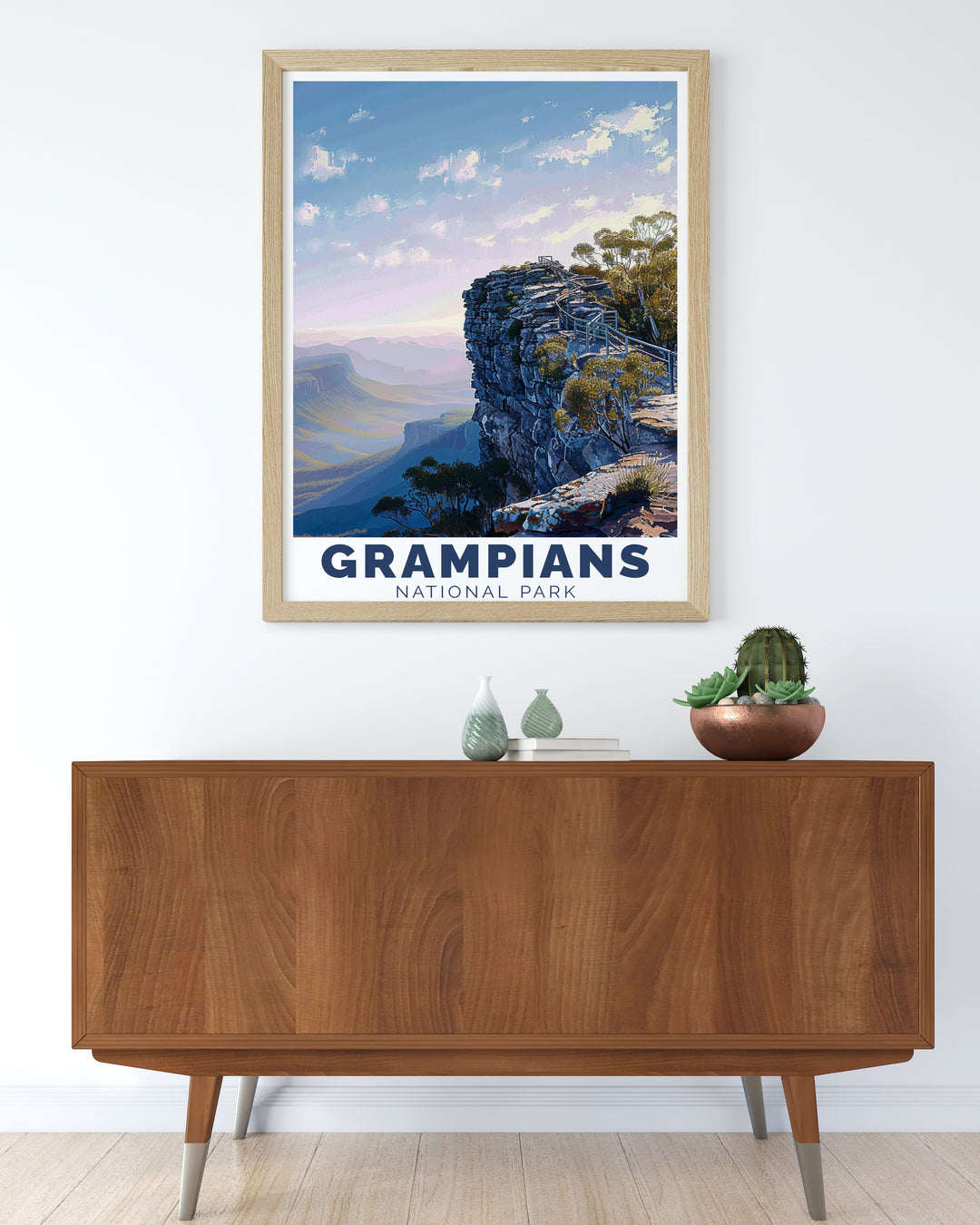 The Pinnacle travel print offers a breathtaking glimpse of the Grampians National Park, with its towering cliffs and expansive views. Perfect for nature lovers, this artwork brings the essence of adventure and exploration into your home. Display it as a reminder of Australias awe inspiring landscapes.