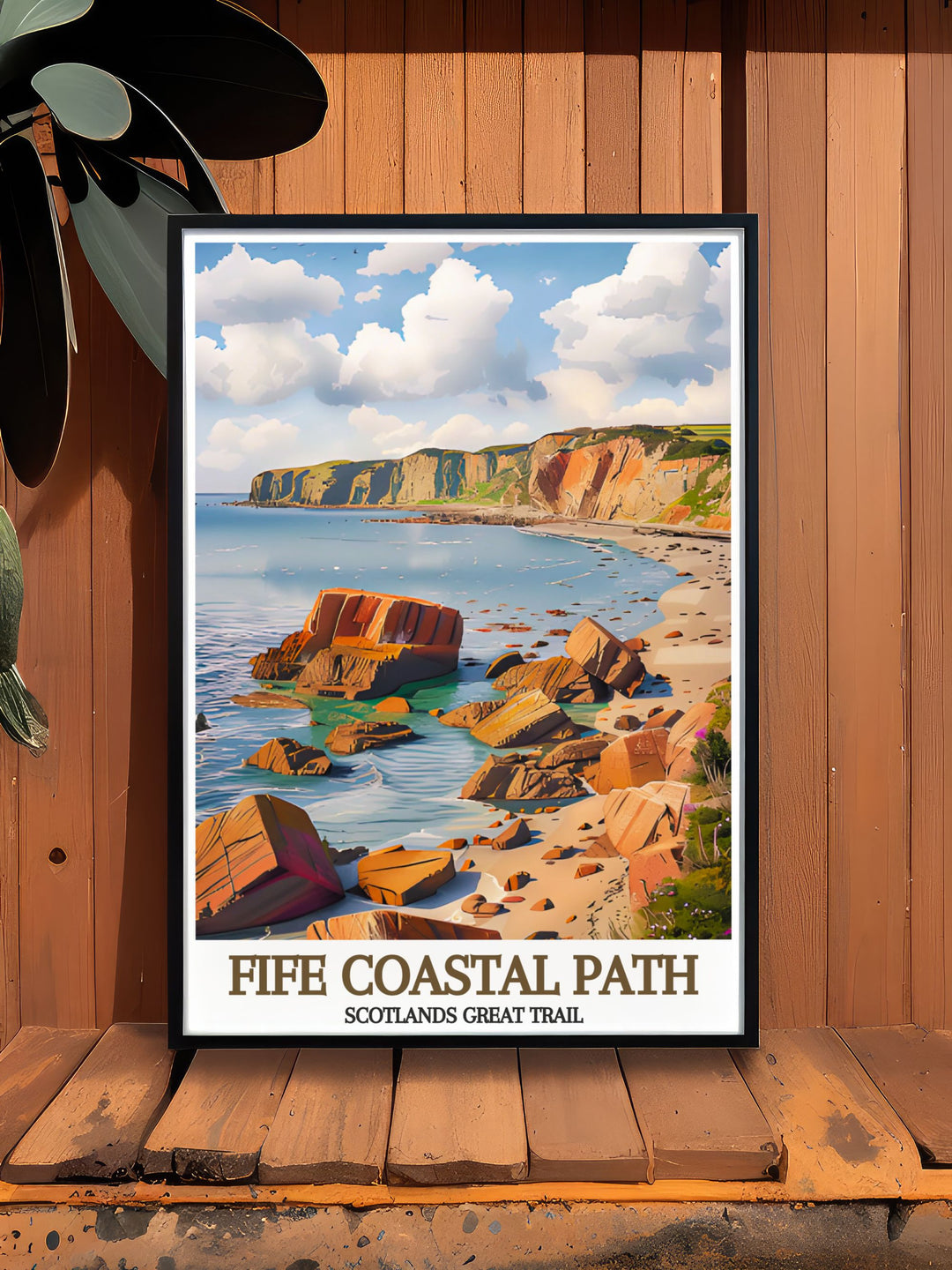This travel poster of the Fife Coastal Path captures the dramatic beauty and serene environment of one of Scotlands most treasured natural landmarks, offering a glimpse into Scotlands stunning wilderness.