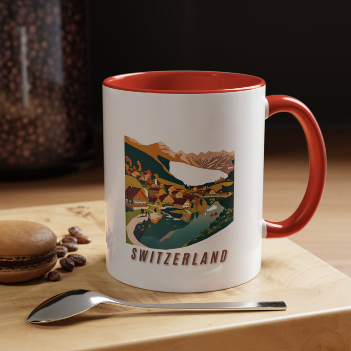 This Switzerland mug combines practical function with artistic beauty, displaying intricate artwork of the countrys vibrant culture. Made from high-quality ceramic, dishwasher and microwave safe, suitable for everyday use or as a special keepsake for those who love Switzerland mugs.