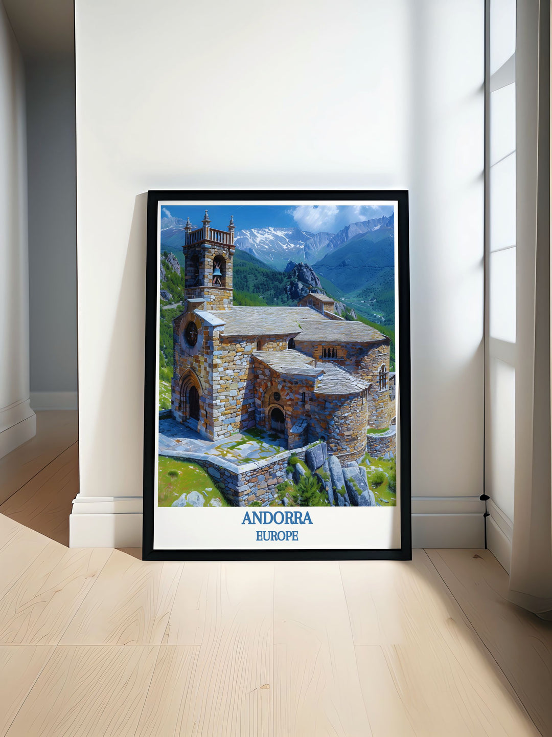 Fine art print featuring the panoramic views of Andorras Pyrenees Mountains, perfect for those who love mountain landscapes.