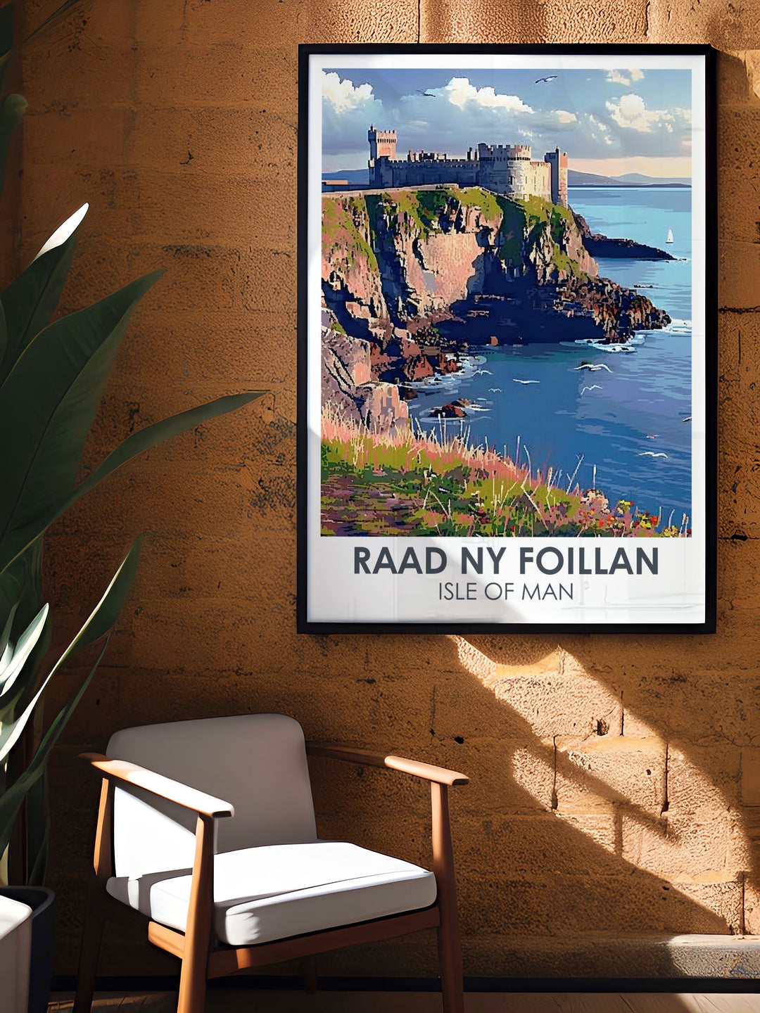 Modern Decor with Peel Castle artwork highlighting the scenic beauty of the Isle of Man including Raad Ny Foillan Hike and elegant coastal views perfect for upscale home decor and stylish living spaces