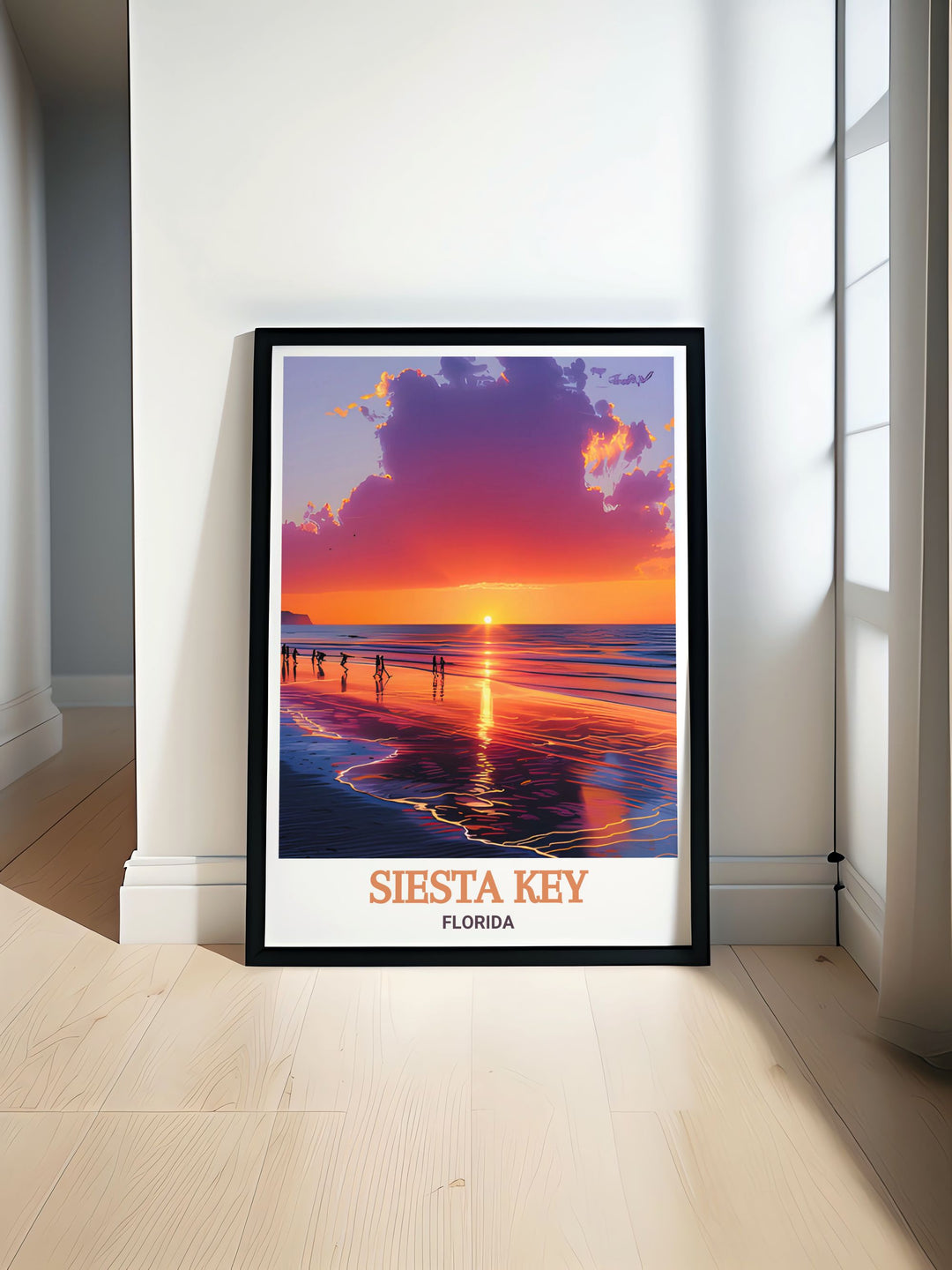 This Siesta Key Print features a detailed black and white map that adds a touch of sophistication to Crescent Beach modern decor perfect for any living room or office space.