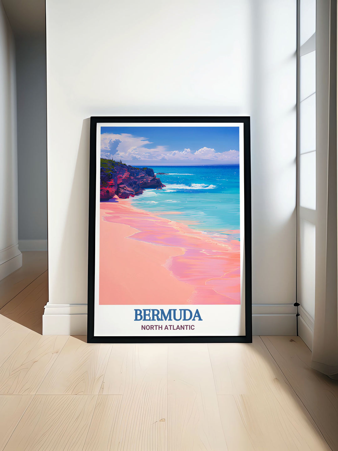 Horseshoe Bay Beach Modern Print displaying the pristine sands and clear waters of Bermuda ideal for adding a touch of Caribbean decor to your home with vibrant colors