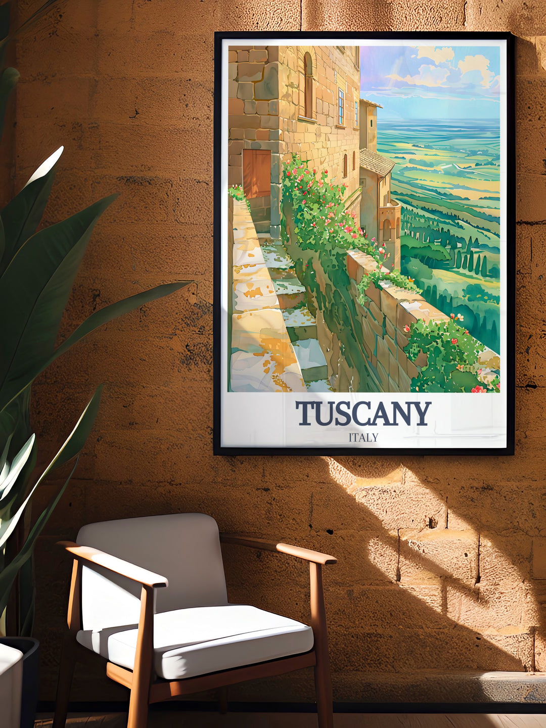 A breathtaking depiction of Tuscanys Val dOrcia, this travel poster showcases the beauty of Pienza and San Quirico dOrcia. Perfect for lovers of Italian landscapes, this artwork makes a striking addition to any wall.