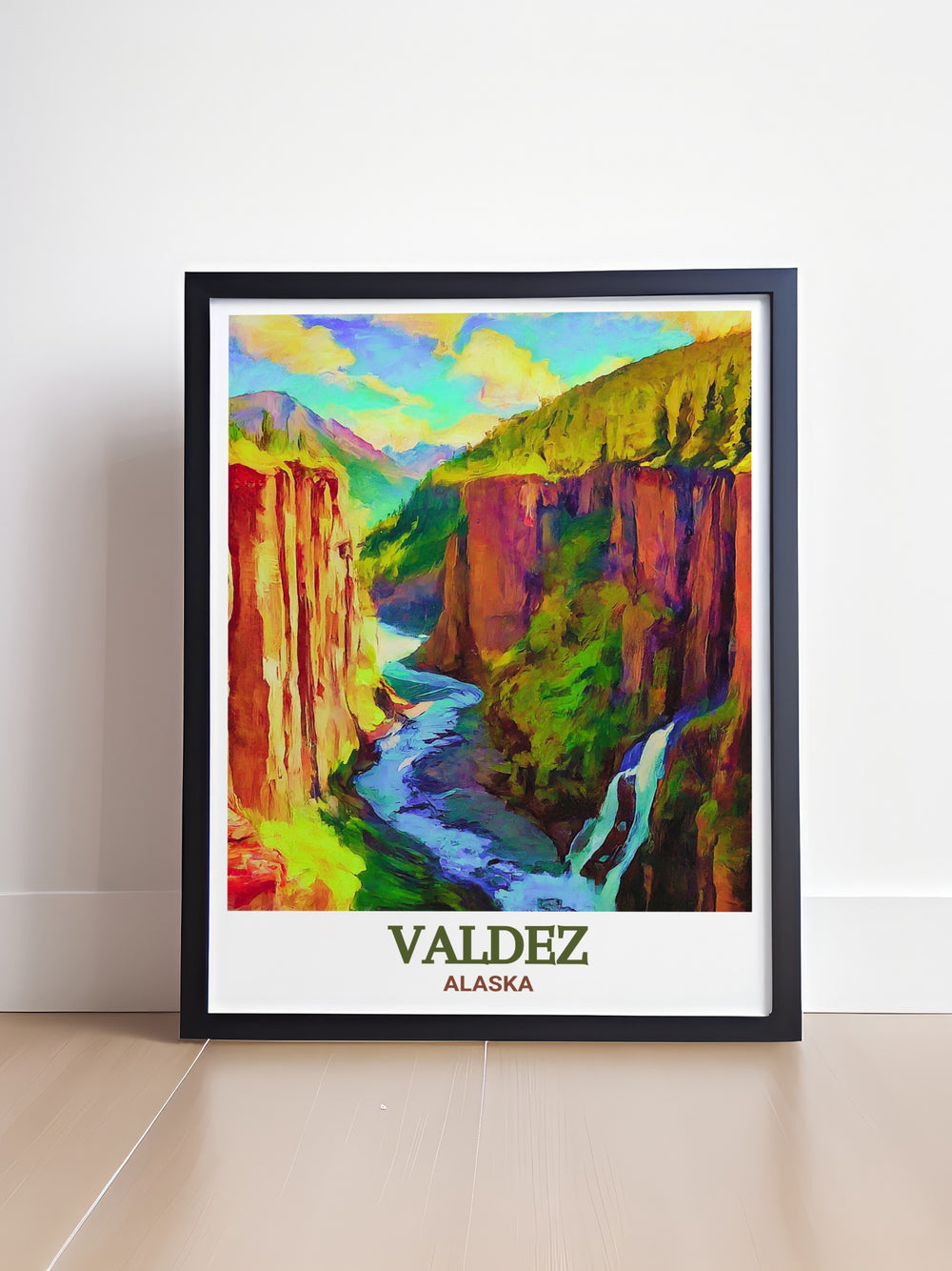 This Alaska canvas art highlights the untamed beauty of Keystone Canyon and Valdez. Whether youve visited these iconic landmarks or dream of exploring Alaskas wilderness, this print is a stunning addition to any home decor, celebrating natures grandeur.