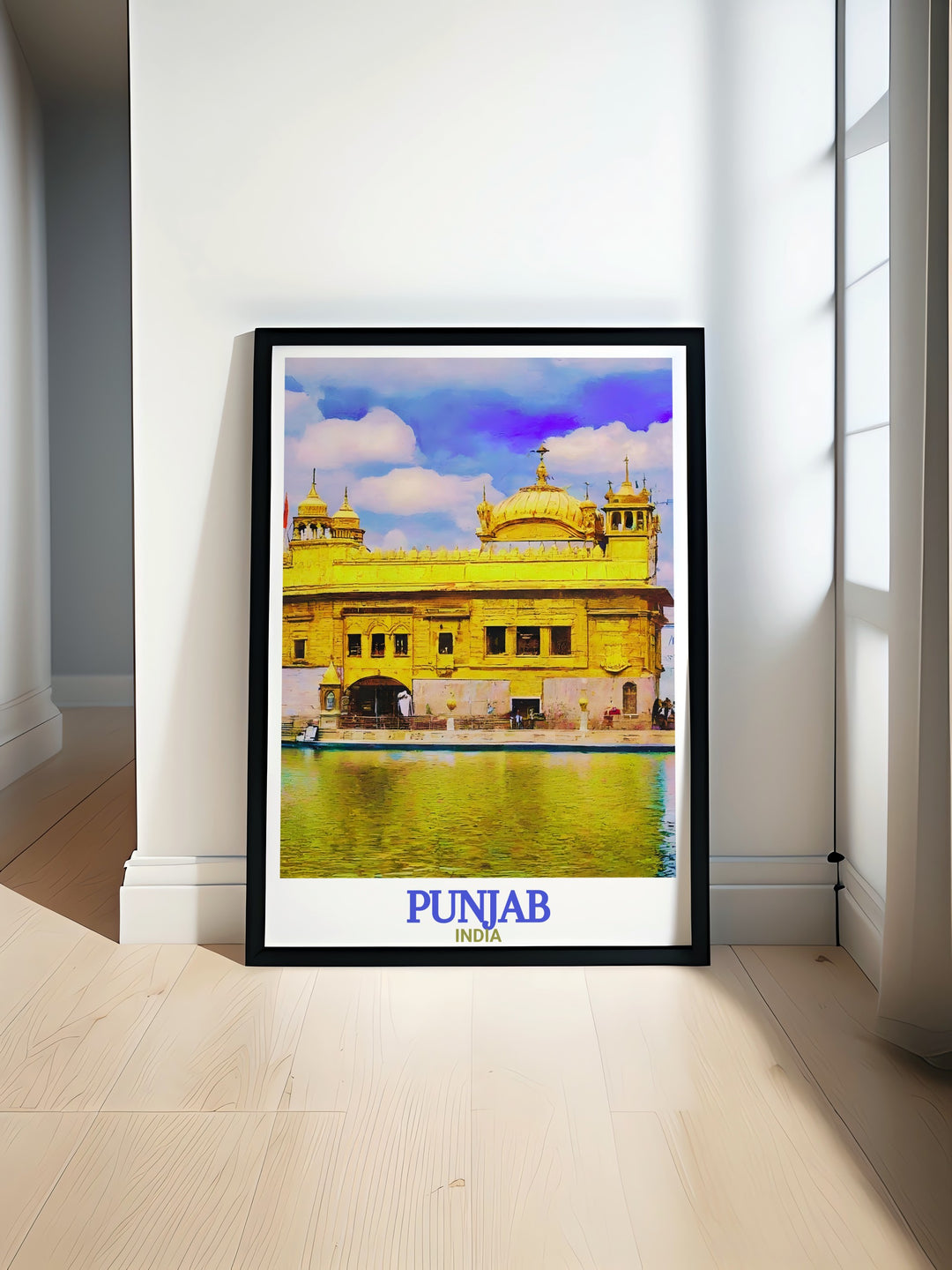 Celebrate the majesty of the Golden Temple with this Punjab travel print. Ideal for those who have visited or dream of visiting this iconic Indian landmark, it makes a meaningful addition to any art collection.