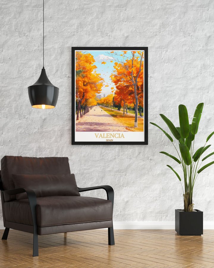 Valencia art featuring Turia Gardens framed prints meticulously crafted to ensure the highest quality making it a stunning addition to any room drawing attention and sparking conversations