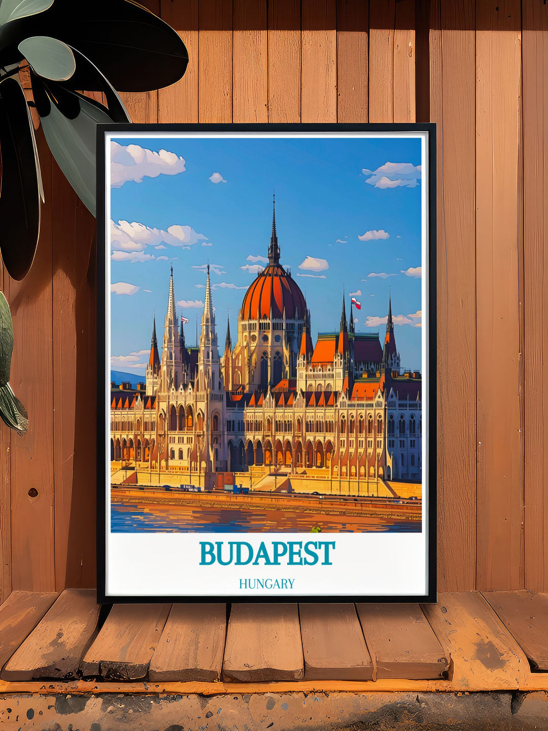 Budapest travel print with a fine line art style highlighting the Parliament Building a great choice for elegant home decor