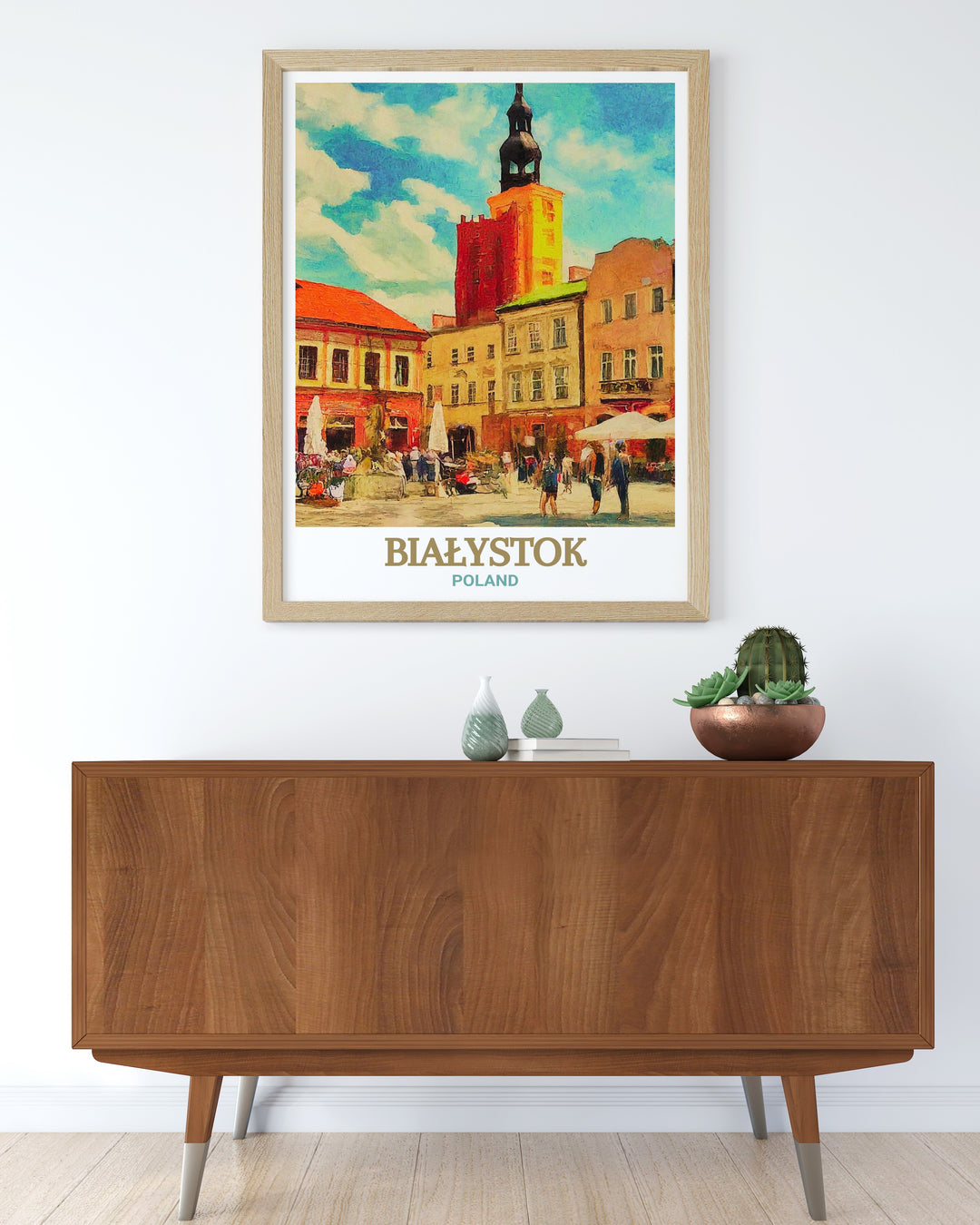 Białystok Vintage Poster featuring Kościuszko Market Square brings a nostalgic and artistic touch to one of Polands most famous landmarks. Perfect for anyone with an appreciation for history, travel, and vintage art styles.