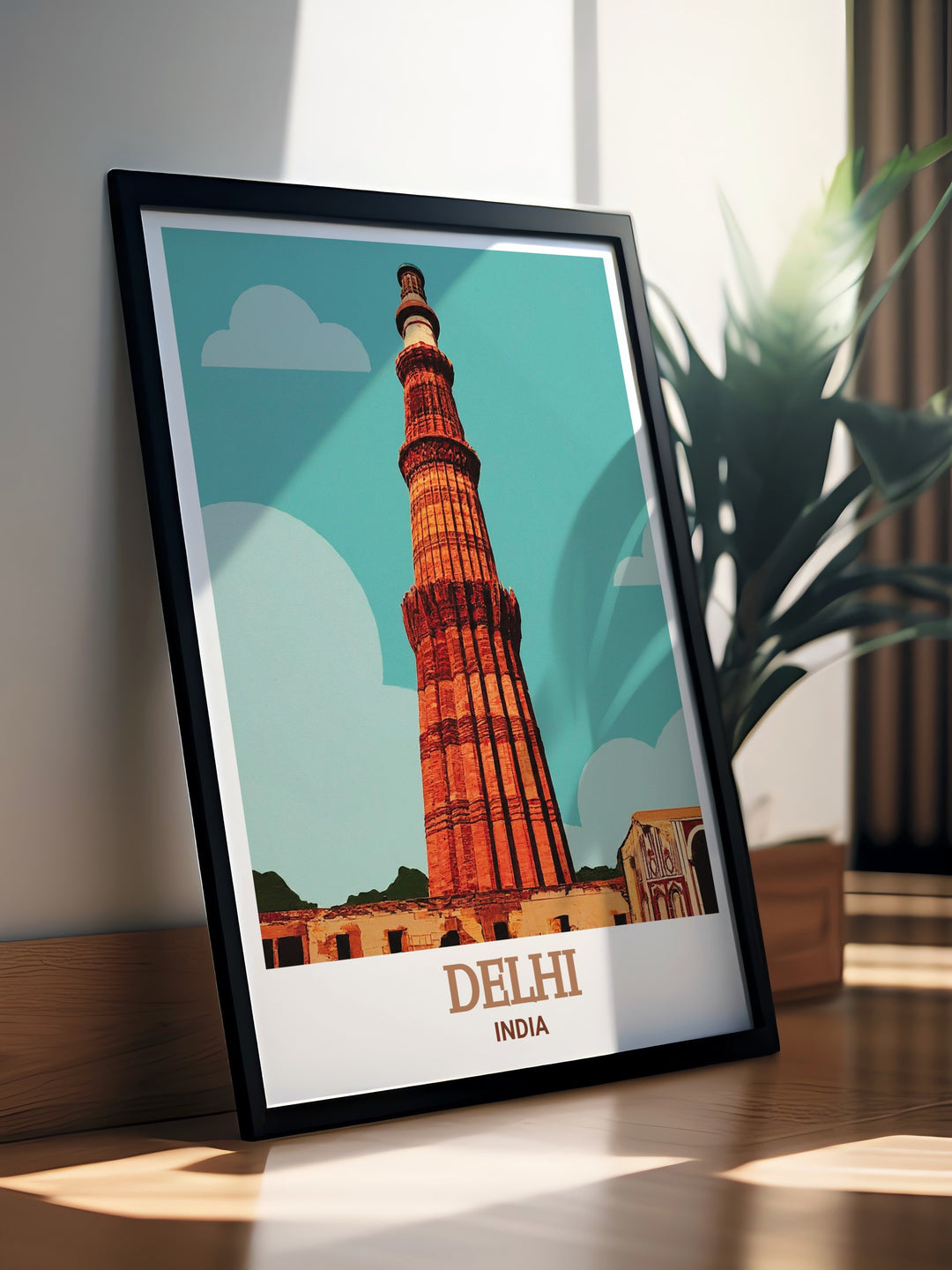 Stunning Qutub Minar artwork from Delhi enhances your home with vibrant colors and intricate designs perfect for traveler gifts