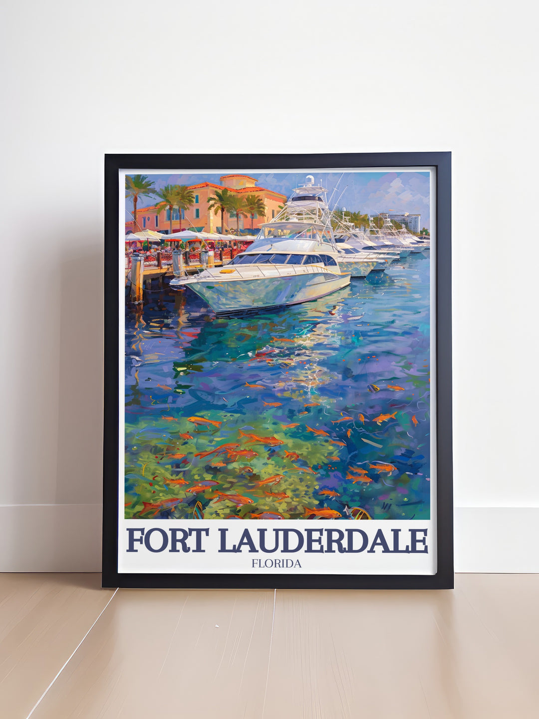 Las Olas Boulevard Wall Art offering a vibrant and colorful depiction of Fort Lauderdales most famous street, perfect for brightening up any living space with coastal charm.