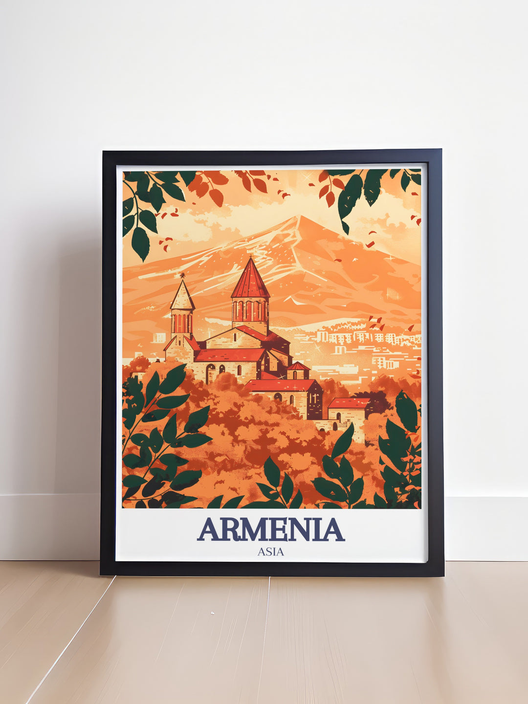 Khor Virap Monastery wall poster features the iconic religious site set against the dramatic backdrop of Mount Ararat. This Armenia canvas art is perfect for anyone who appreciates spiritual landmarks and the natural beauty of Armenias countryside.