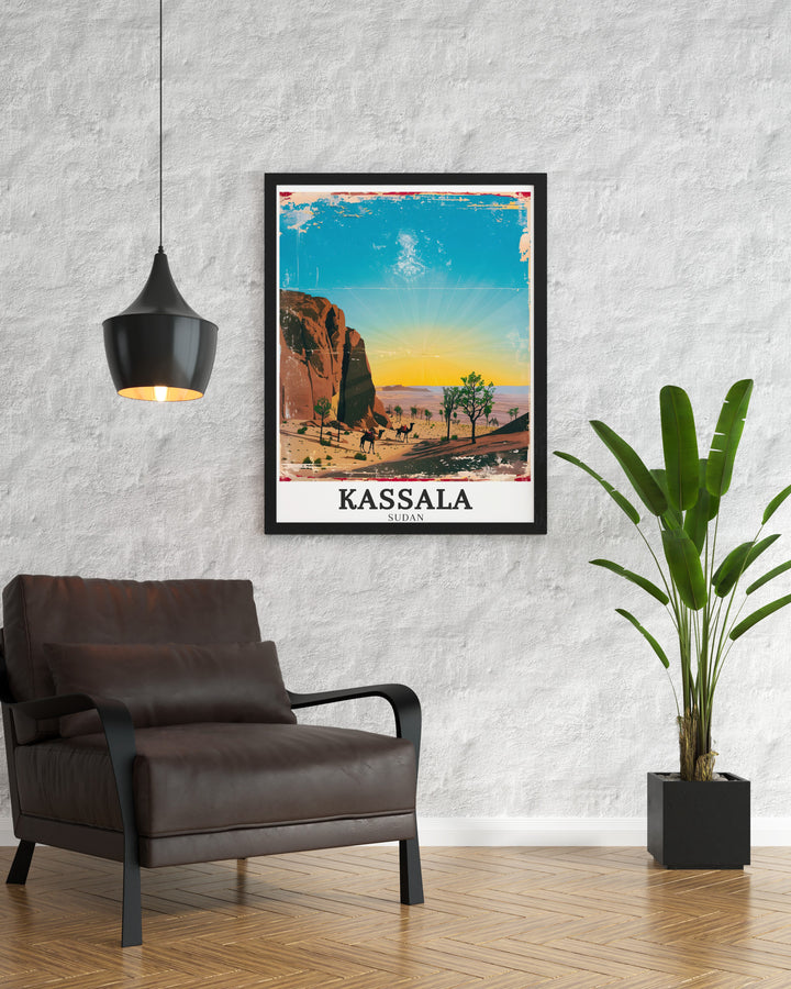 Kassala wall art showcasing the stunning beauty of Taka Mountains East central Sudan ideal for modern decor and adding a touch of sophistication to your living space.