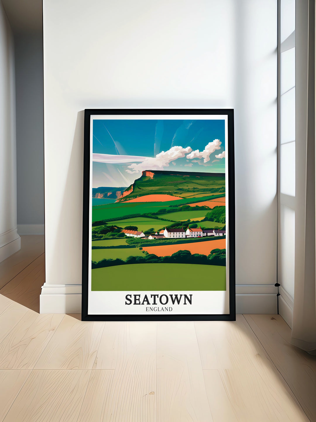 Seatown Beach Art and Golden Cap Jurassic Coast prints bring the natural beauty of Dorset into your home. This coastal travel print features stunning views of Seatown and the iconic Golden Cap perfect for home decor or as a thoughtful gift for beach lovers